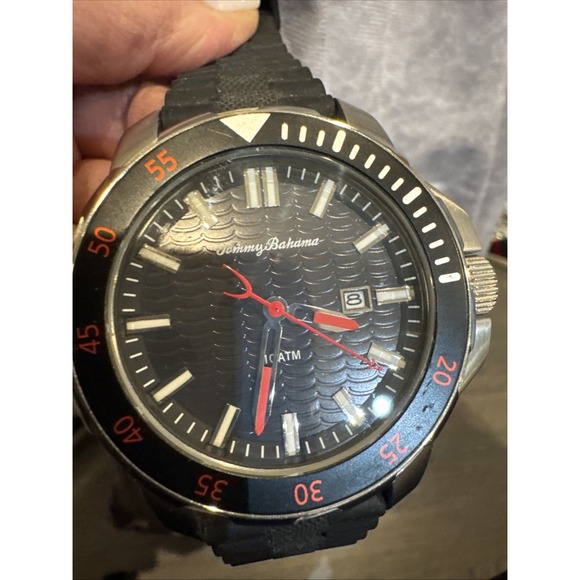 Tommy Bahama Men's Watch 10018292 Big Island Diver 50mm Quartz Date 10 ATM EUC *